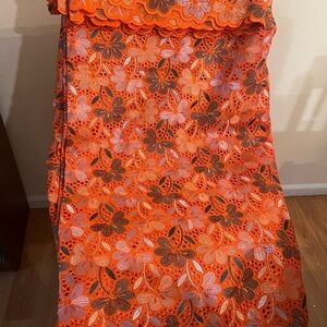 Floral Lace Orange 100% cotton 5 meters. Very beautiful with stones.